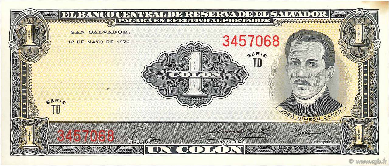 1 Colon SALVADOR  1970 P.110b SPL