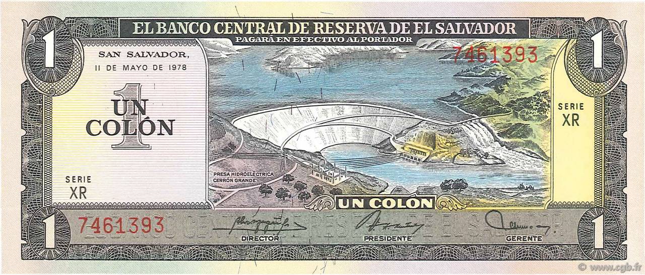 1 Colon EL SALVADOR  1978 P.125a UNC