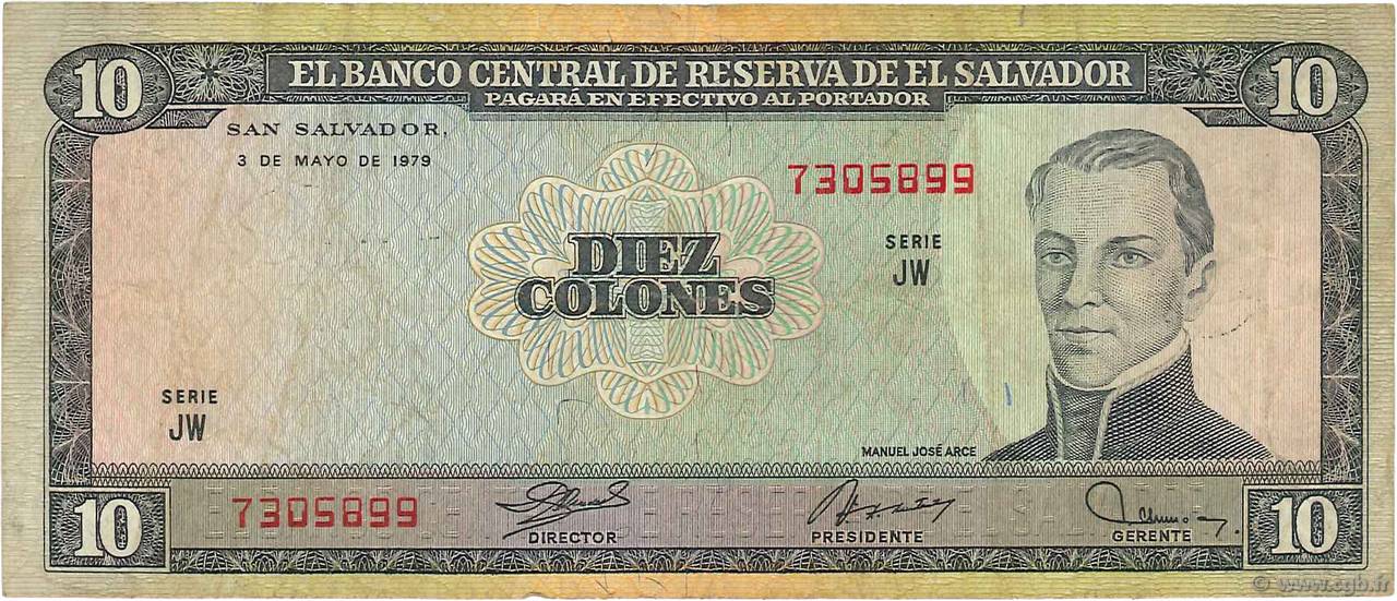 10 Colones SALVADOR  1979 P.129b TB