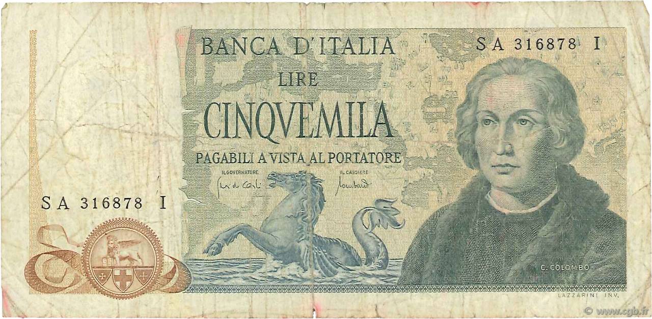 5000 Lire ITALY  1971 P.102a G