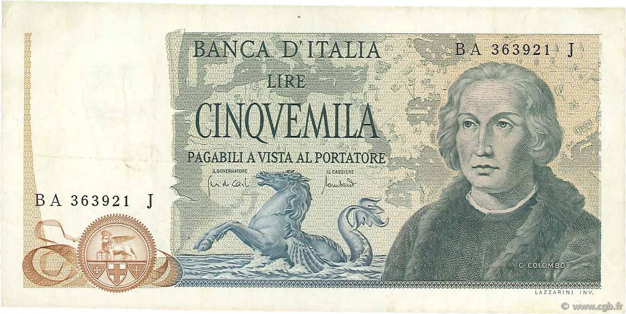 5000 Lire ITALIE  1971 P.102a TTB