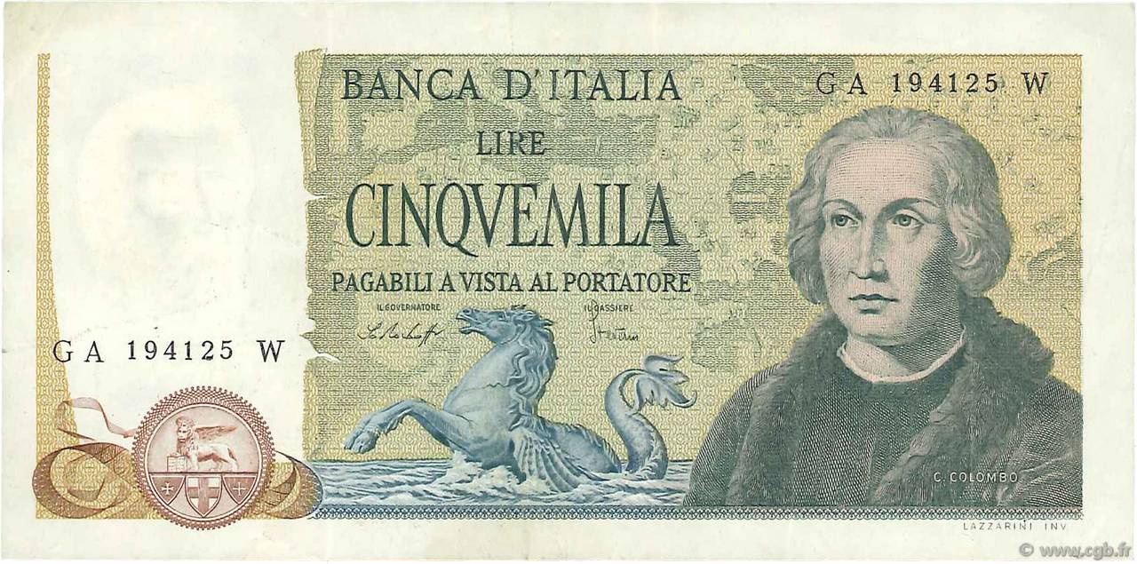5000 Lire ITALIE  1977 P.102c TTB