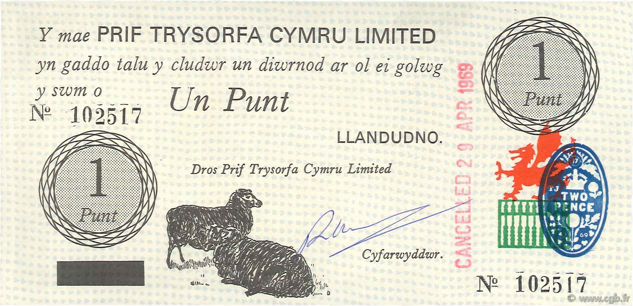 1 Punt WALES  1969 P.-- FDC