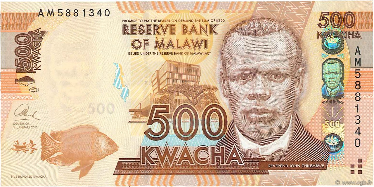 500 Kwacha MALAWI  2013 P.61 UNC