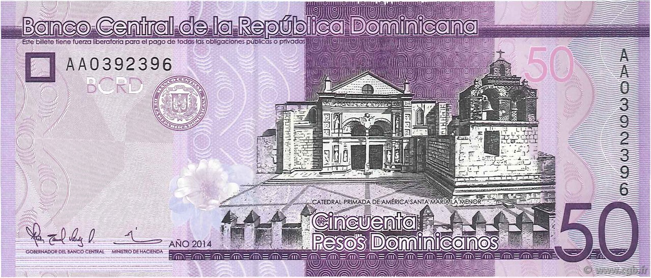 50 Pesos Dominicanos DOMINICAN REPUBLIC  2014 P.189 UNC