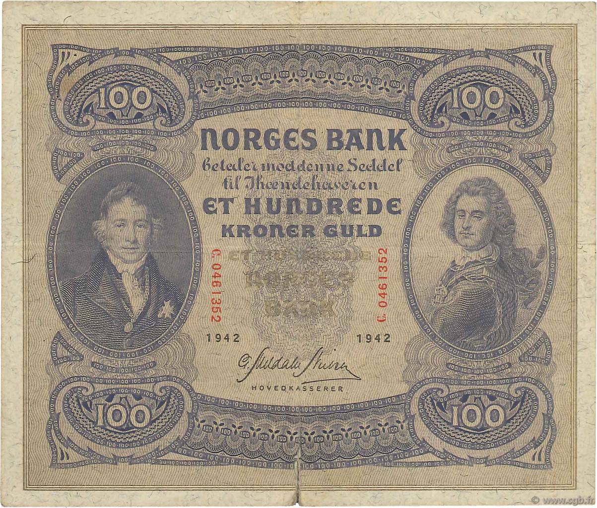 100 Kroner NORVÈGE  1942 P.10c TB+