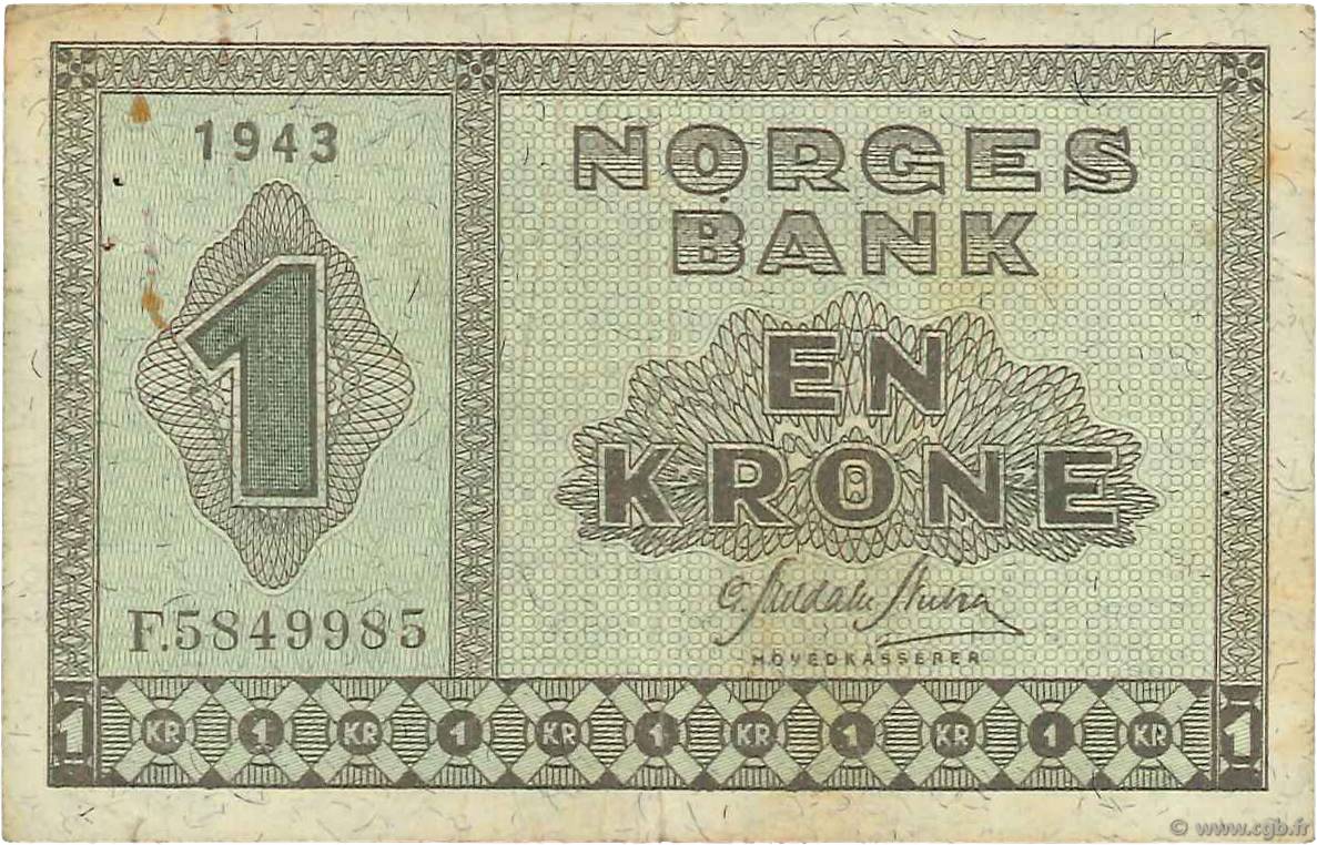 1 Krone NORWAY  1943 P.15a F