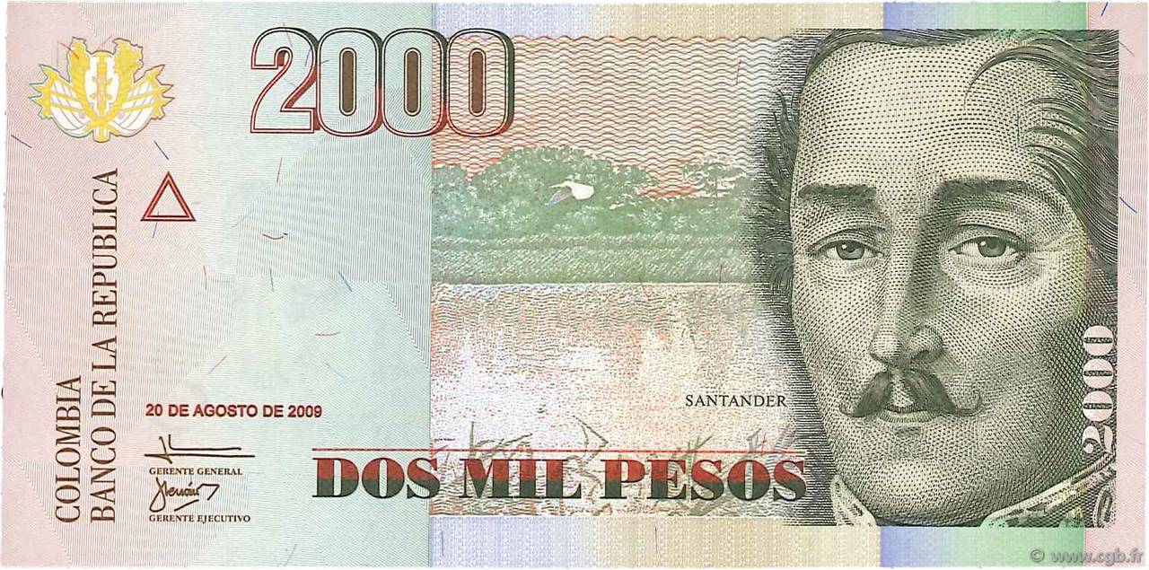 2000 Pesos COLOMBIA  2009 P.457l UNC
