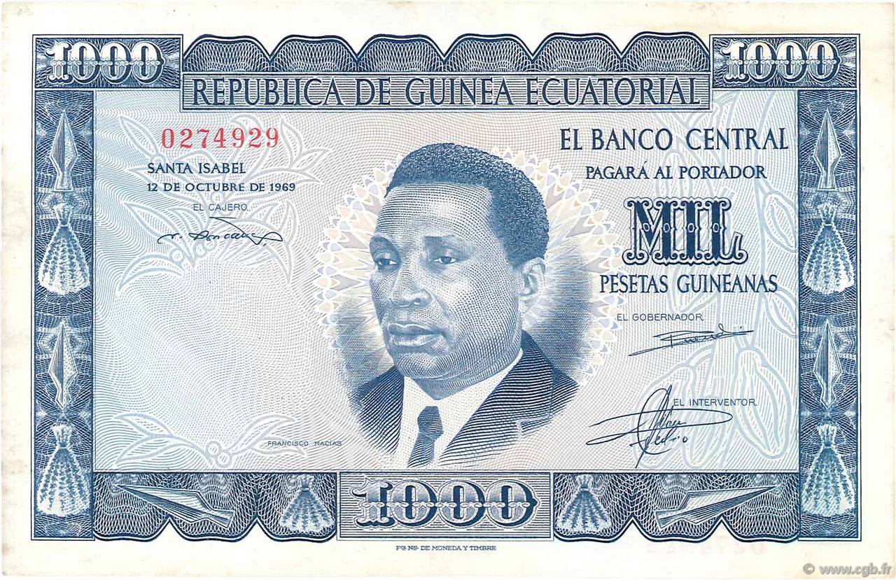 1000 Pesetas Guineanas GUINÉE ÉQUATORIALE  1969 P.03 SUP