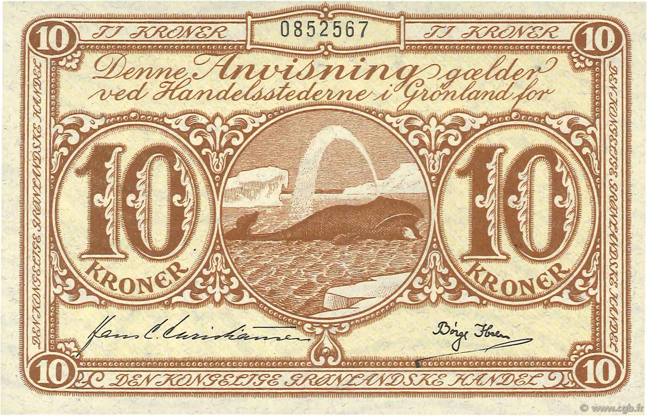 10 Kroner GROENLAND  1953 P.19b SPL