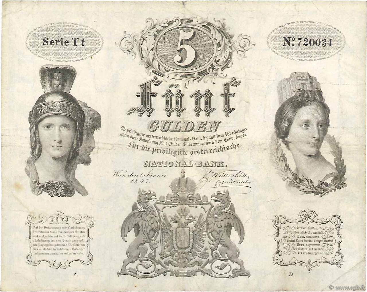 5 Gulden AUTRICHE  1847 P.A075 TB