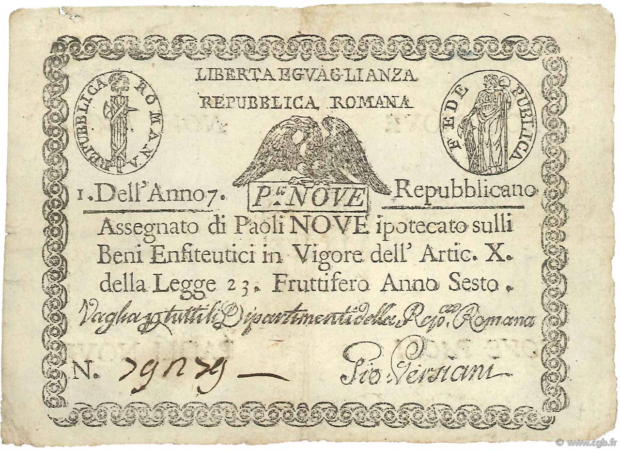 9 Paoli ITALIE  1798 PS.539 TB+