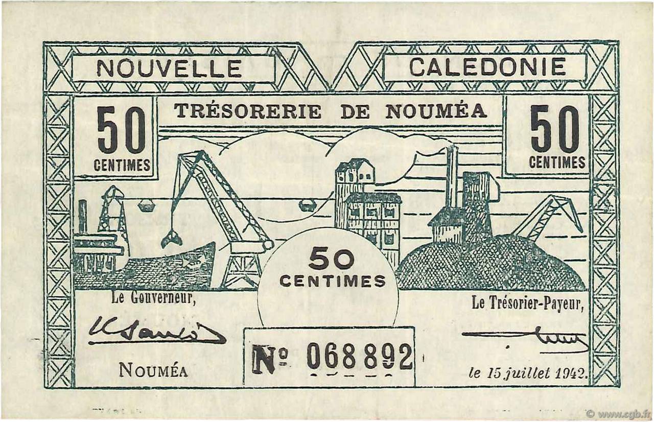 50 Centimes NOUVELLE CALÉDONIE  1942 P.51 TTB+