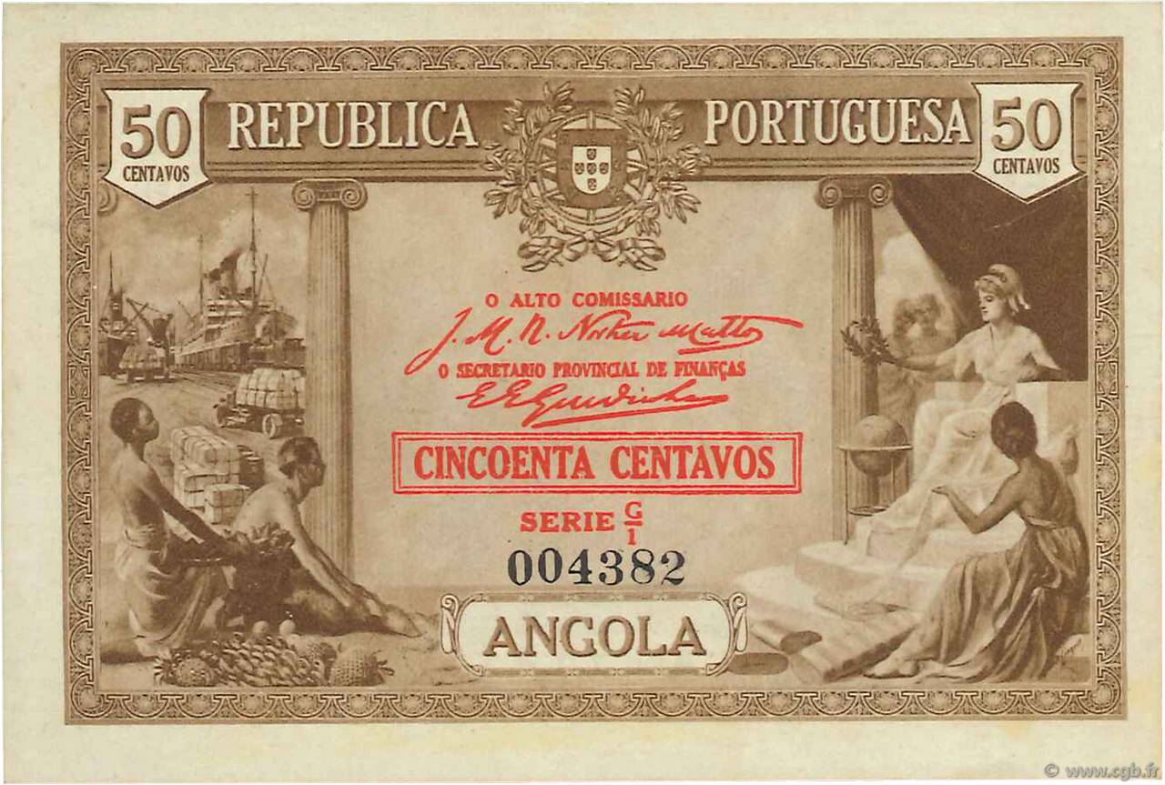 50 Centavos ANGOLA  1923 P.063 SPL