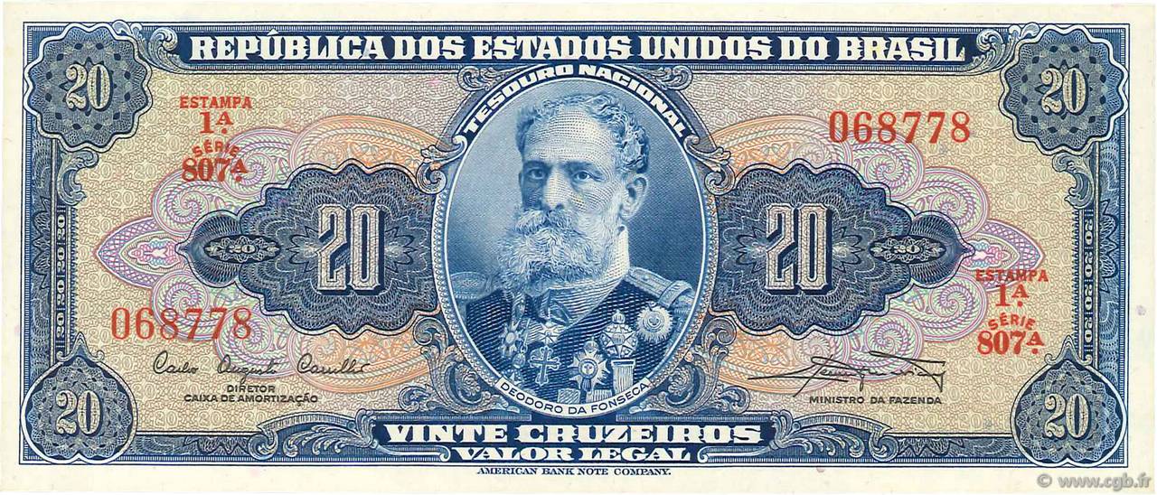 20 Cruzeiros BRAZIL  1961 P.168a UNC