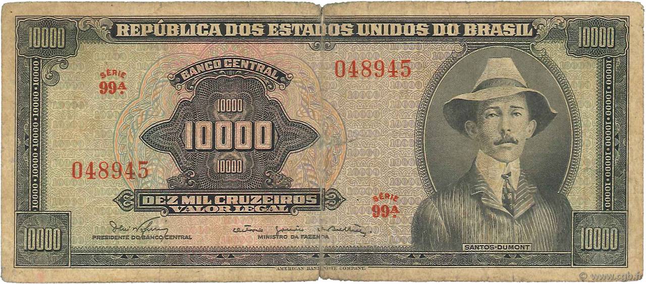 10000 Cruzeiros BRÉSIL  1966 P.182Ba B