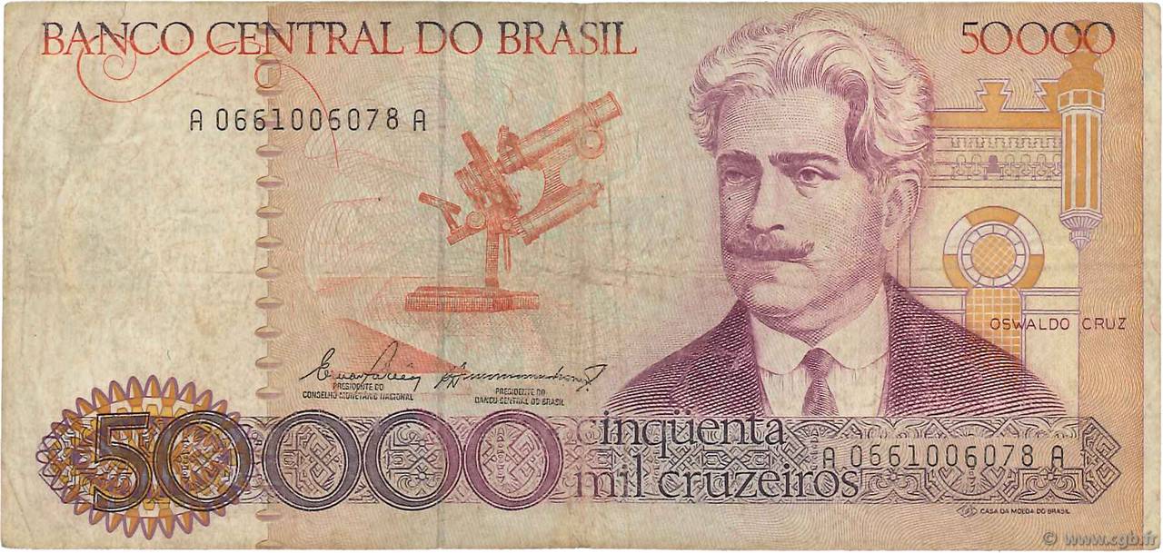 50000 Cruzeiros BRÉSIL  1984 P.204a TB