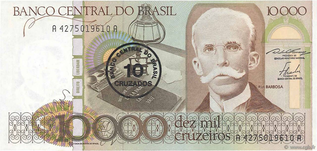 10 Cruzados sur 10000 Cruzeiros BRÉSIL  1986 P.206 NEUF