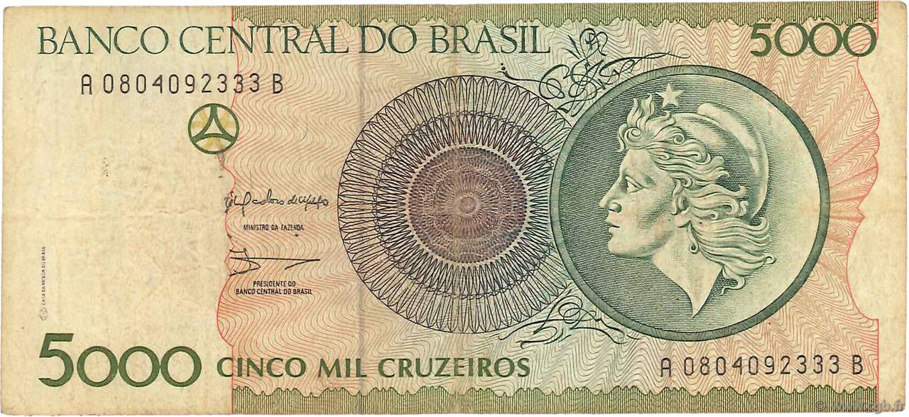 5000 Cruzeiros BRÉSIL  1990 P.227a TB