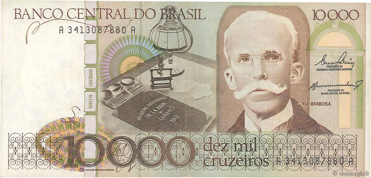 10000 Cruzeiros BRÉSIL  1984 P.203a TTB