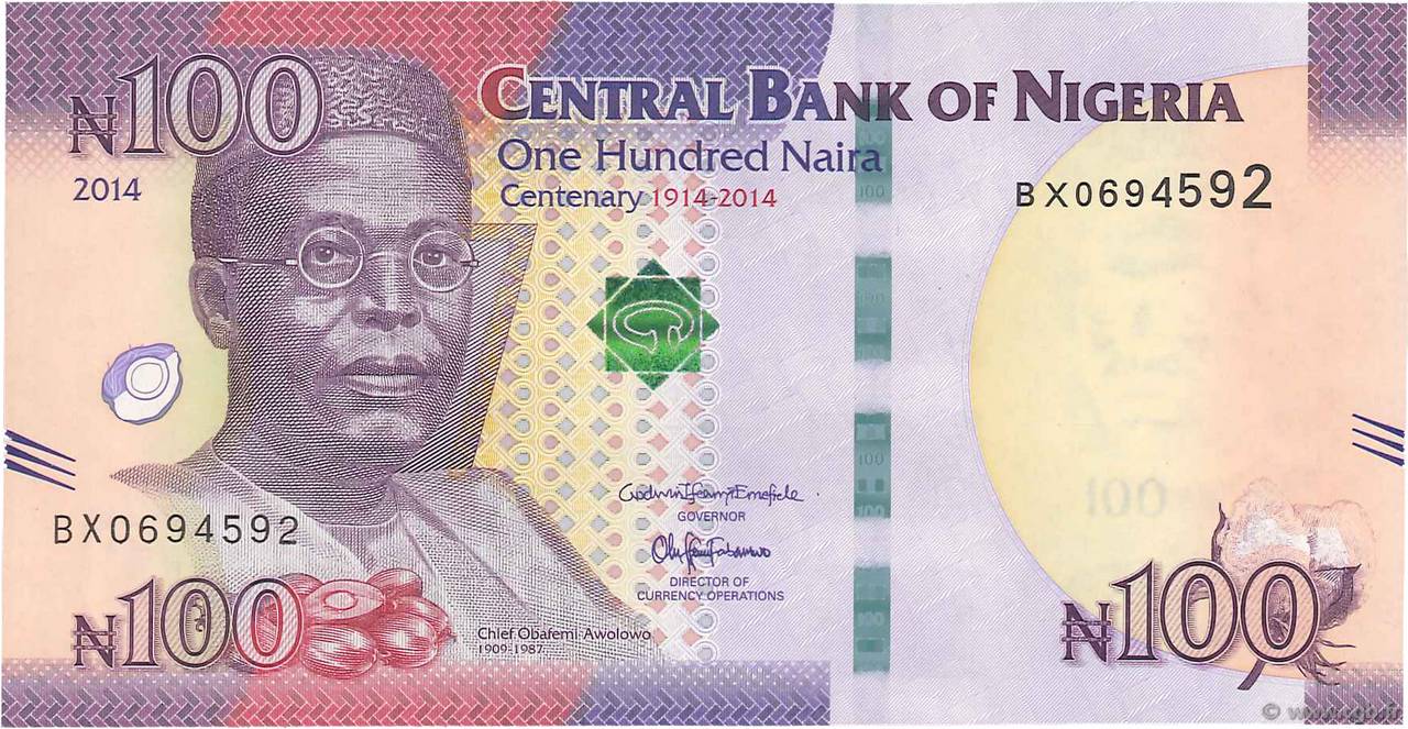 100 Naira Commémoratif NIGERIA  2014 P.41 UNC