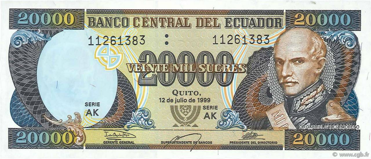 20000 Sucres ECUADOR  1999 P.129f UNC