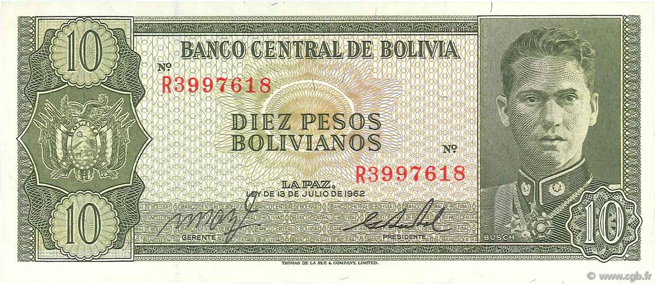 10 Pesos Bolivianos BOLIVIE  1962 P.154a NEUF