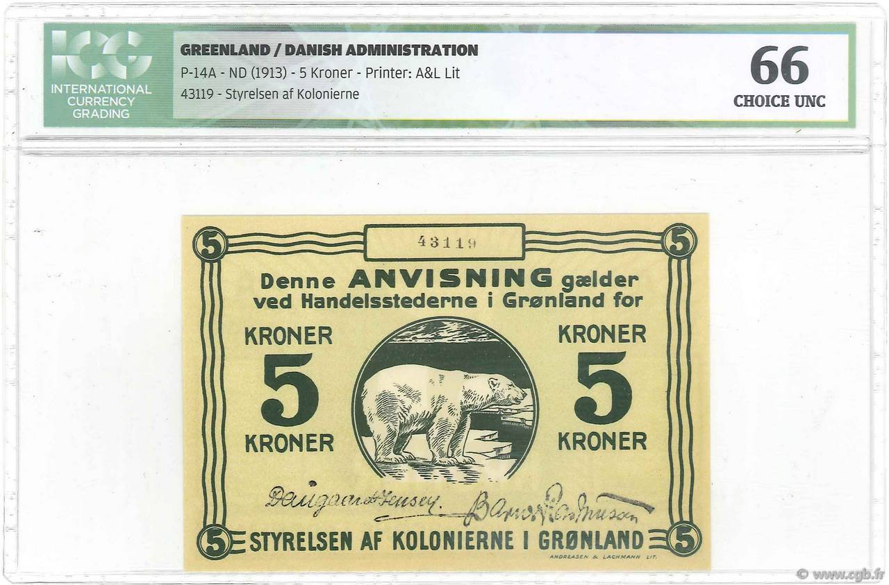 5 Kroner GROENLAND  1913 P.14A NEUF