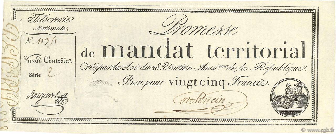 25 Francs avec série FRANCE  1796 Ass.59b SUP