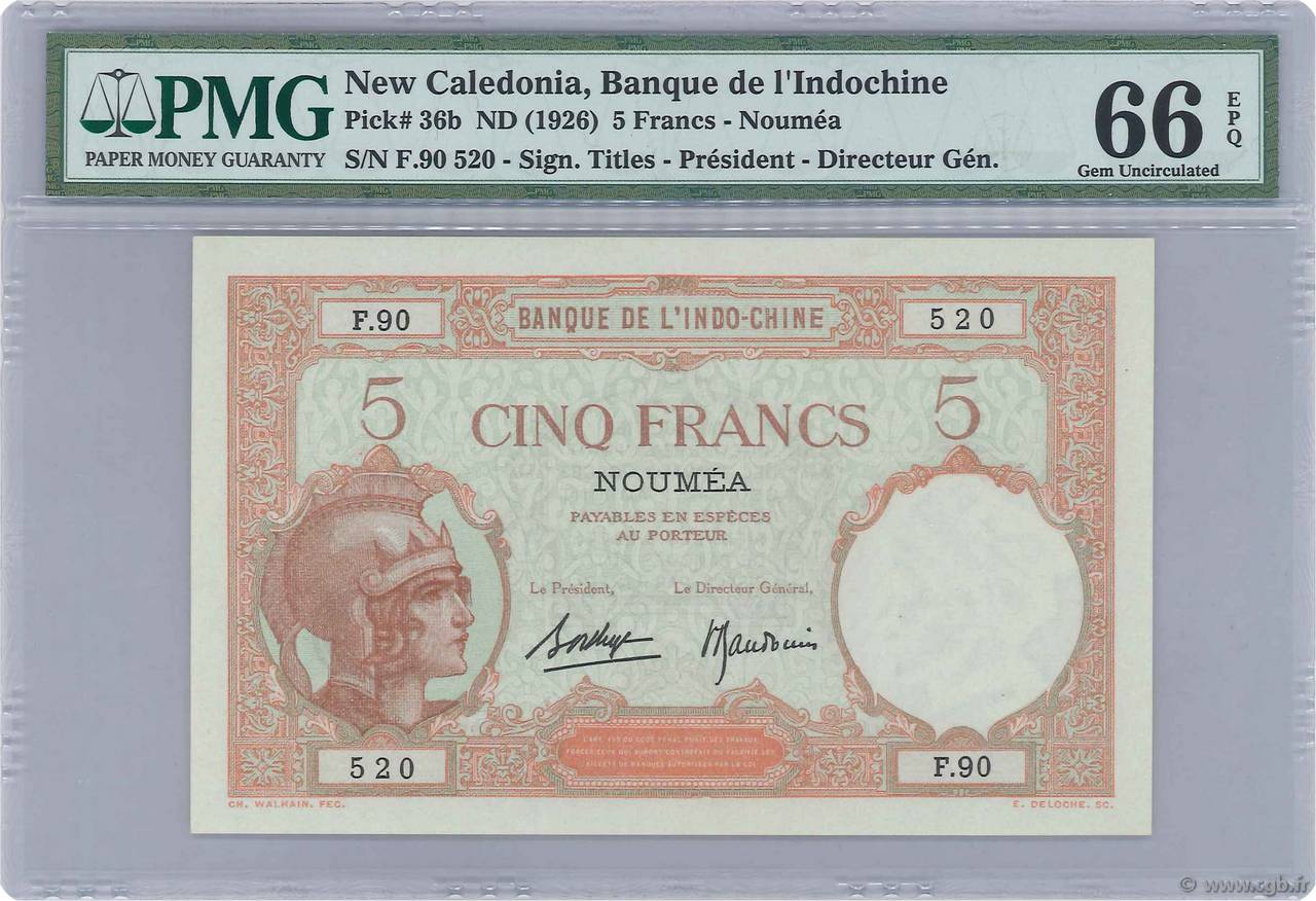 5 Francs NOUVELLE CALÉDONIE  1940 P.36b pr.NEUF