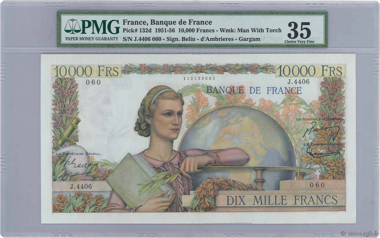 10000 Francs GÉNIE FRANÇAIS FRANCE  1953 F.50.64 SUP