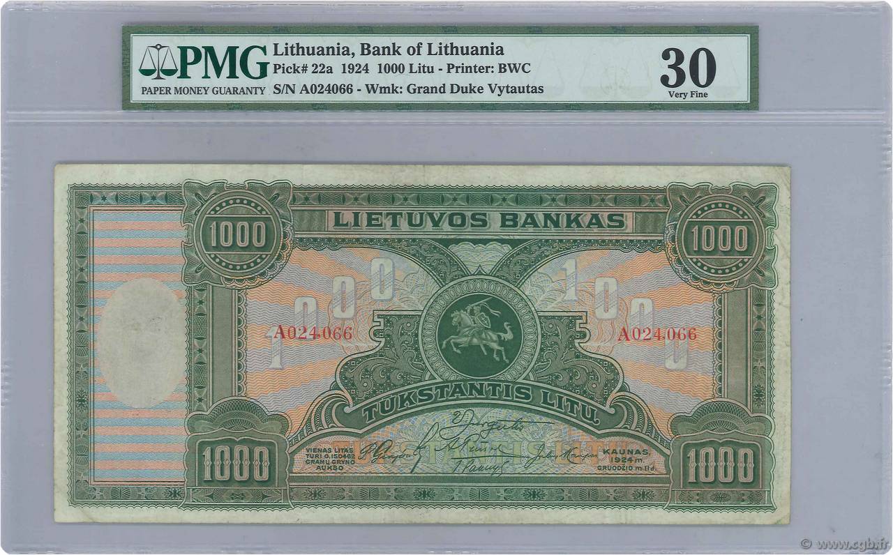 1000 Litu LITUANIE  1924 P.22a TTB