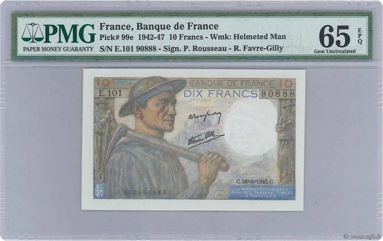 10 Francs MINEUR FRANCE  1945 F.08.14 NEUF