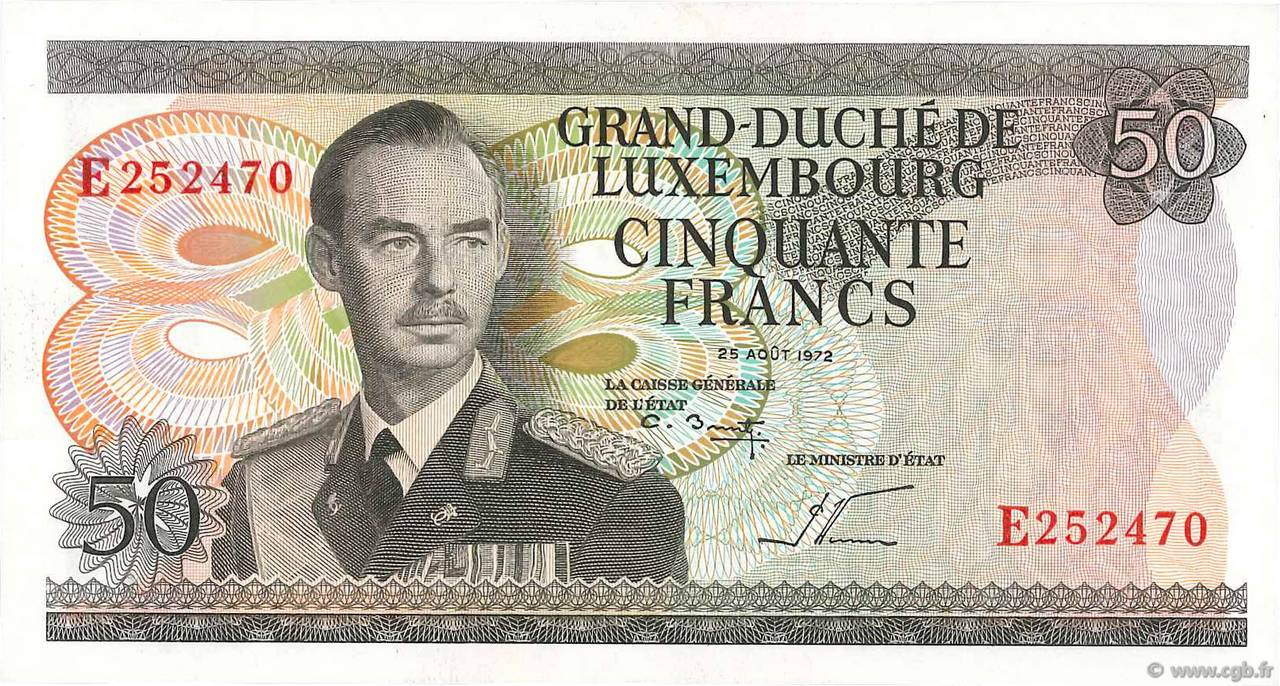 50 Francs LUXEMBOURG  1972 P.55b pr.NEUF