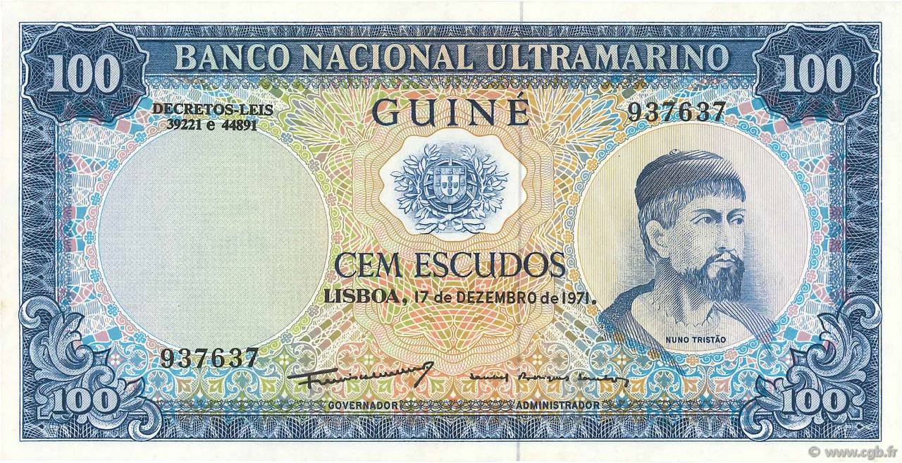 100 Escudos PORTUGUESE GUINEA  1971 P.045a fST+