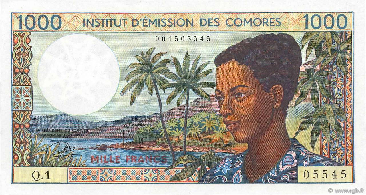 1000 Francs COMORES  1976 P.08a pr.SPL