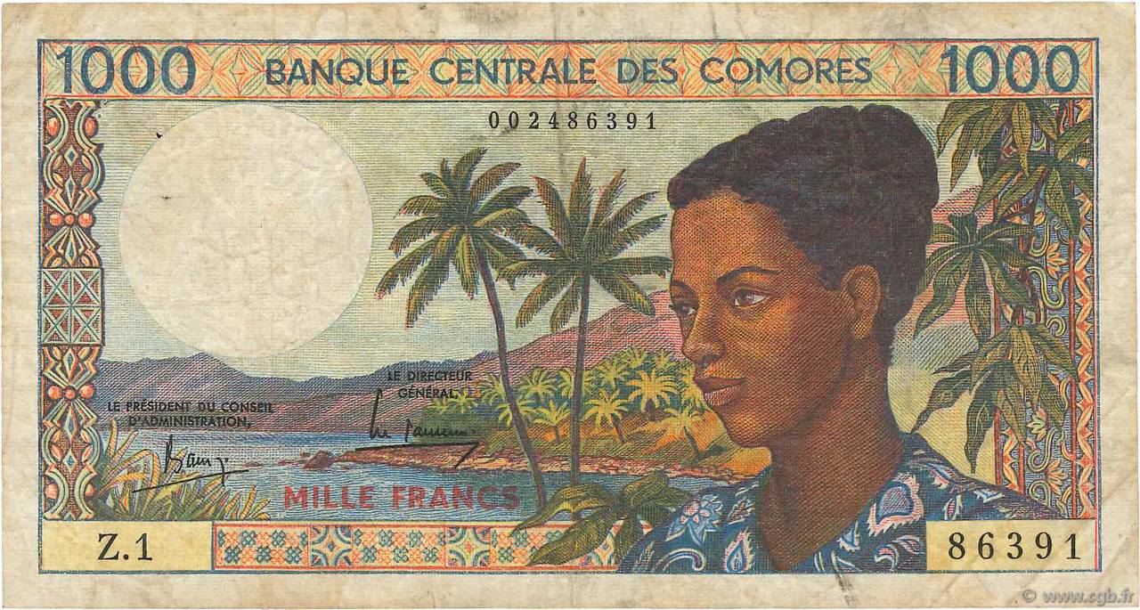 1000 Francs COMORES  1984 P.11a pr.TB