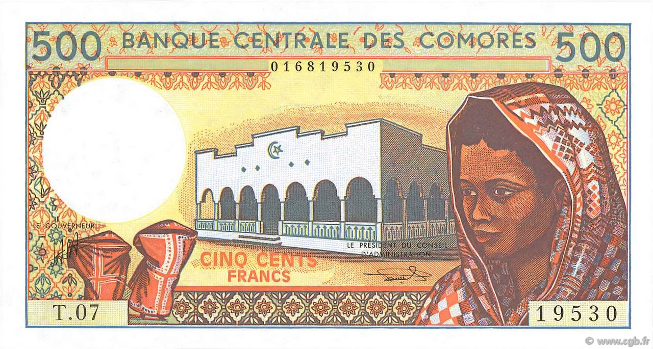 500 Francs COMORES  1994 P.10b3 NEUF