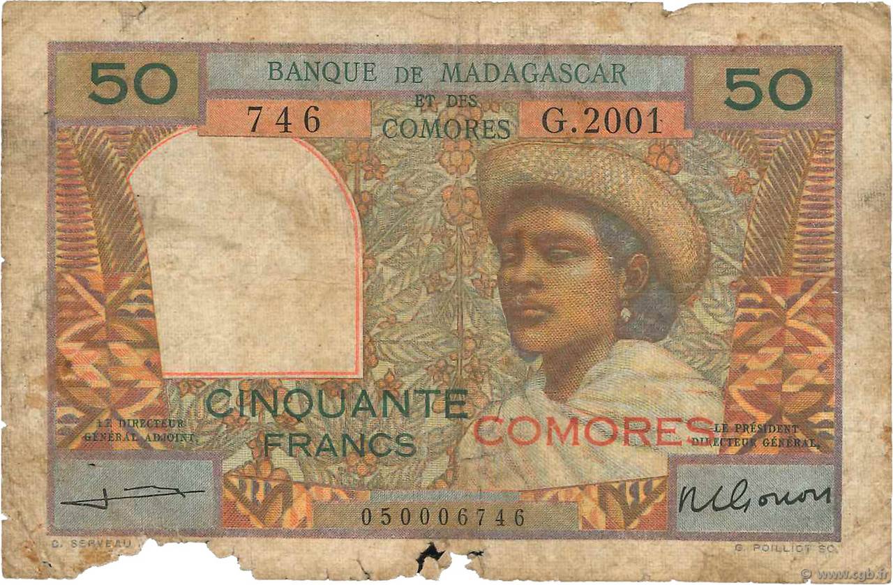 50 Francs COMORES  1963 P.02b2 AB