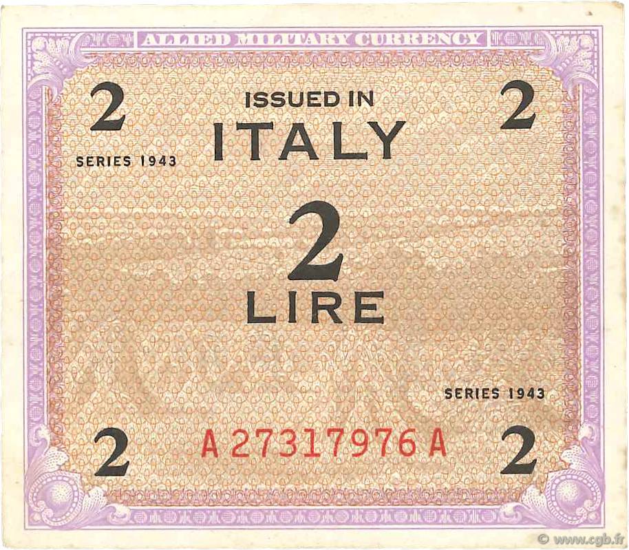 2 Lire ITALIE  1943 PM.11a TTB