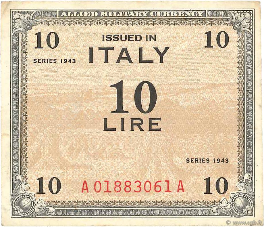 10 Lire ITALIE  1943 PM.13b TTB
