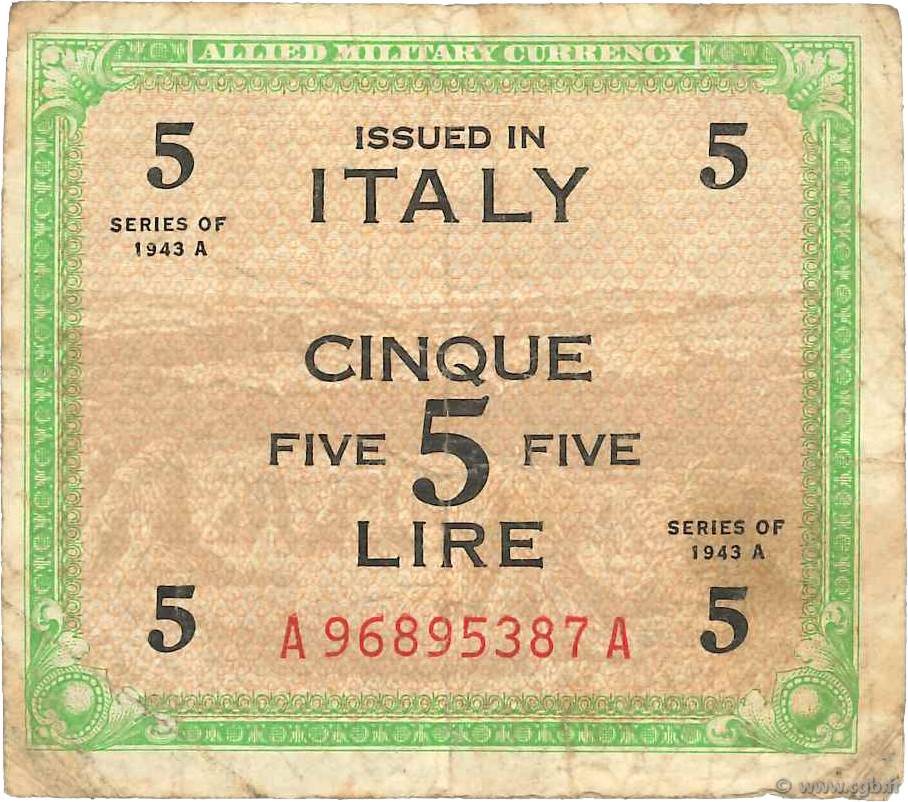 5 Lire ITALIE  1943 PM.18a TB