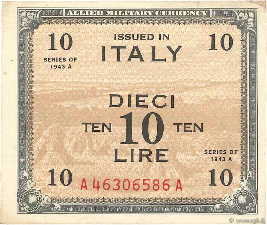 10 Lire ITALIE  1943 PM.19a pr.SUP