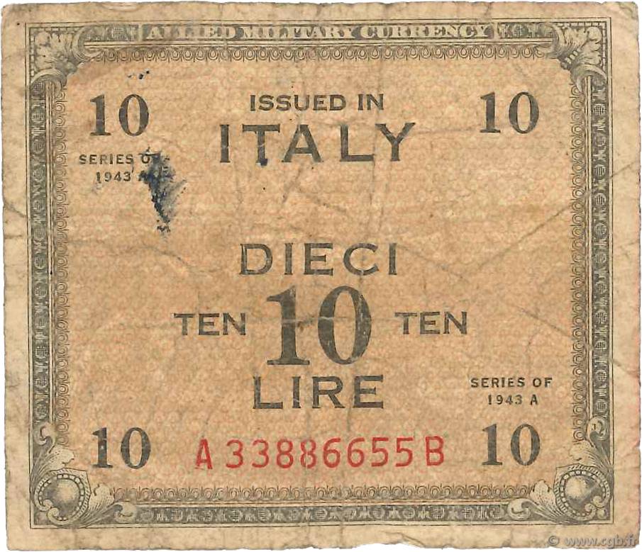 10 Lire ITALIE  1943 PM.19b B