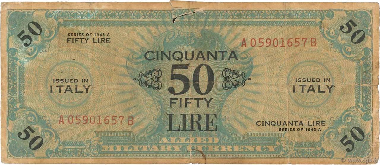 50 Lire ITALIE  1943 PM.20b AB