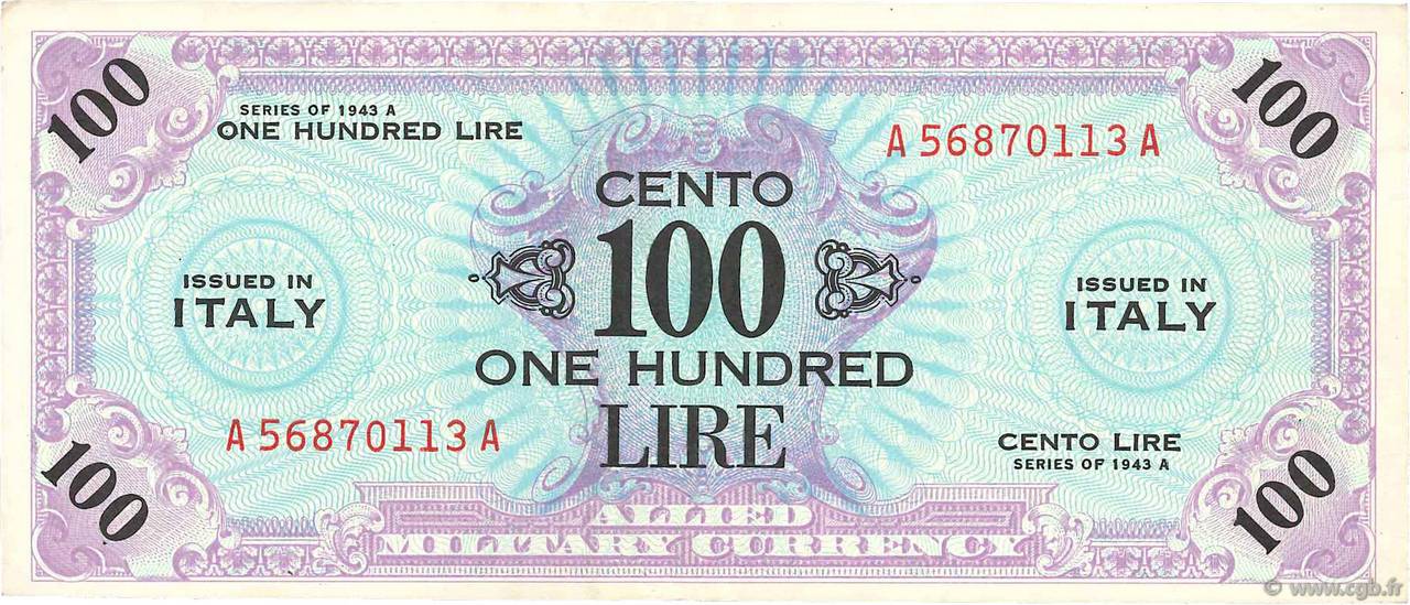 100 Lire ITALIE  1943 PM.21a TTB+