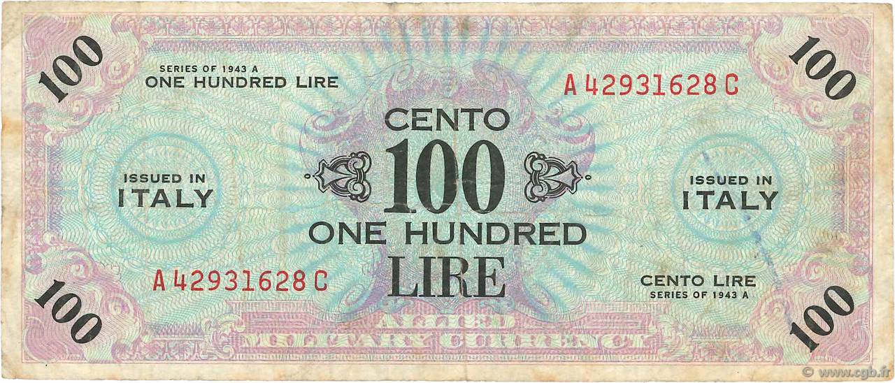 100 Lire ITALIE  1943 PM.21c TB