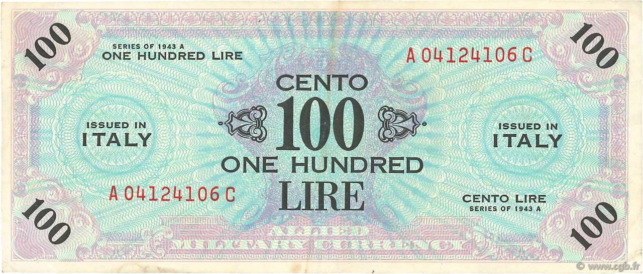 100 Lire ITALIE  1943 PM.21c TTB