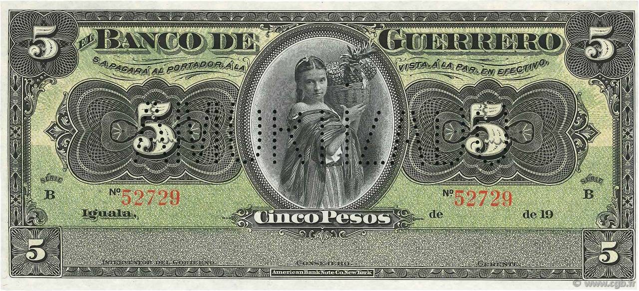 5 Pesos Non émis MEXIQUE Guerrero 1914 PS.0298c NEUF