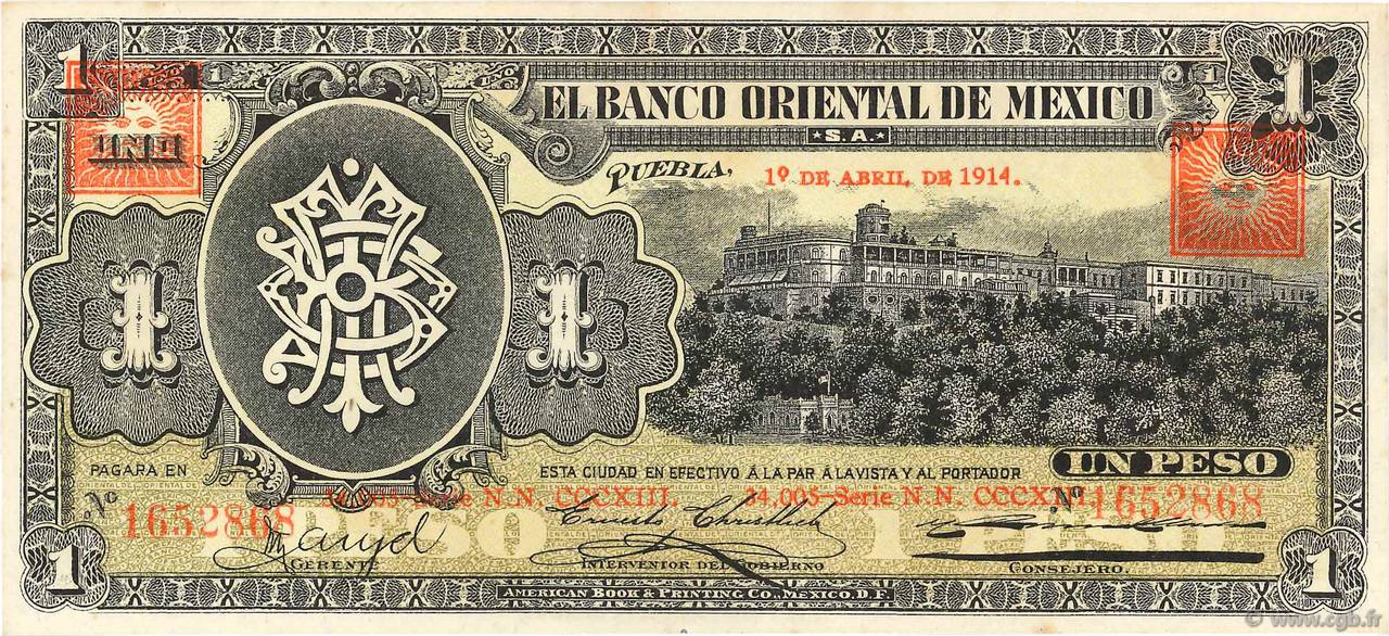 1 Peso MEXIQUE Puebla 1914 PS.0388b pr.NEUF